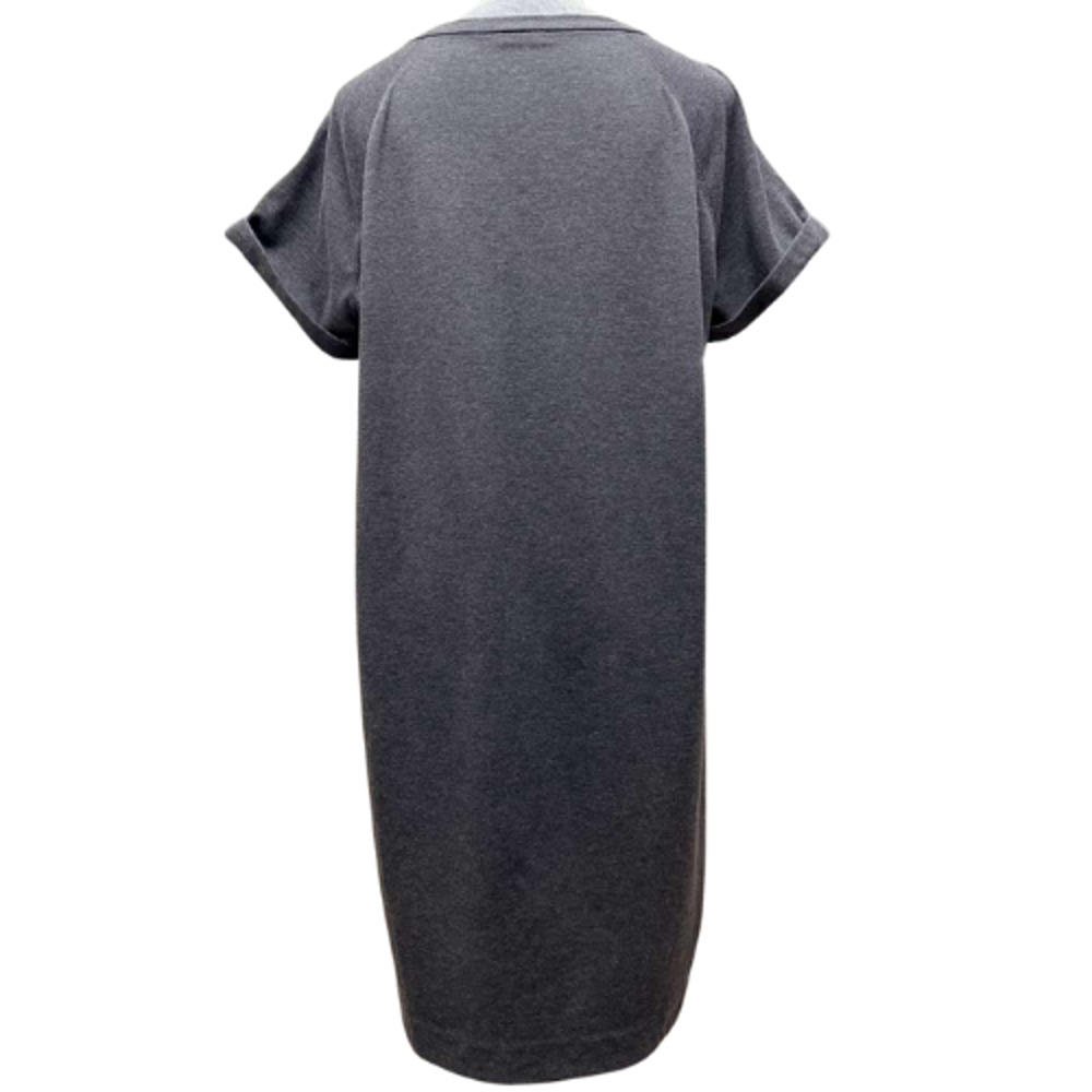 Brunello Cucinelli Monili Bead Cotton Stretch T-Shirt Dress Gray Made In Italy - Picture 5 of 13